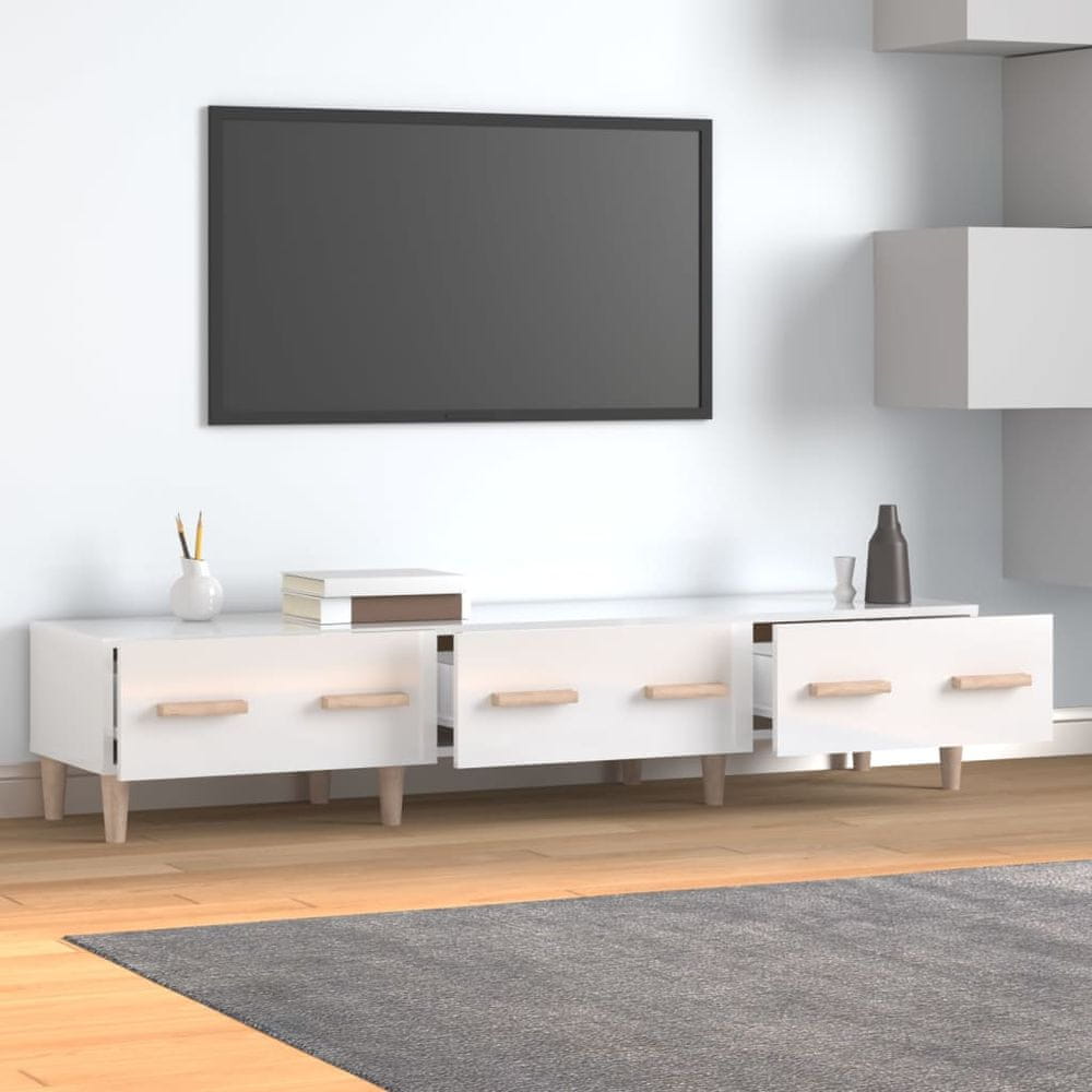 Vidaxl TV skrinka vysoký lesk biela 150x34,5x50 cm spracované drevo